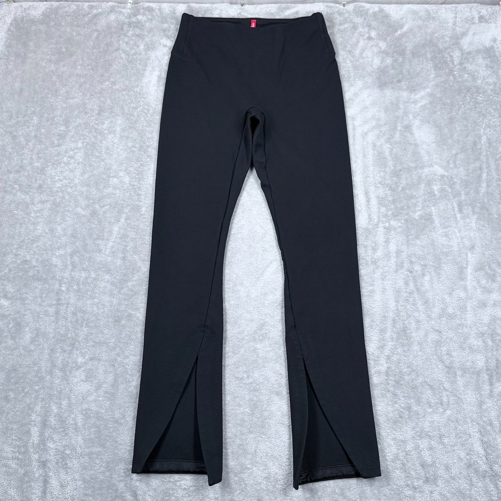 Spanx Perfect Front Slit Ponte Pants Womens Small Black Leggings Skinny Stretch